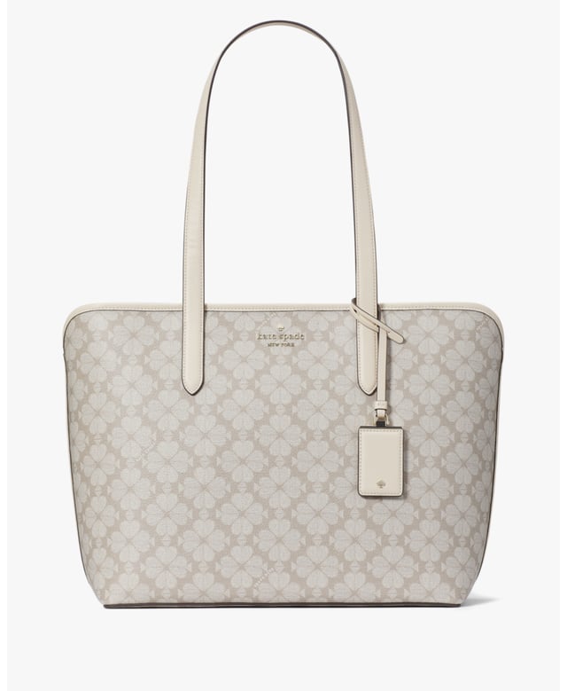 Spade Flower Spade Flower Pvc Tote, Front Slip And Back Zip Pockets,  Length: 14.00 Cm,  Width: 29.50 Cm,  Height: 34.50 Cm