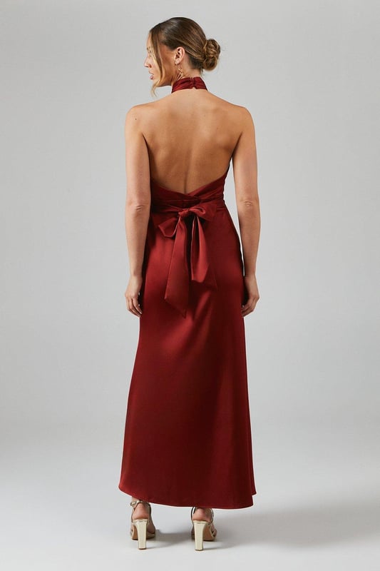 white christmas dresses Backless Halter Shapewear Midi Dress | Sculpting & Seamless main image 0