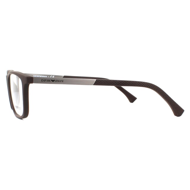 Emporio Armani Rectangular Rubber Brown Mens Glasses Frames