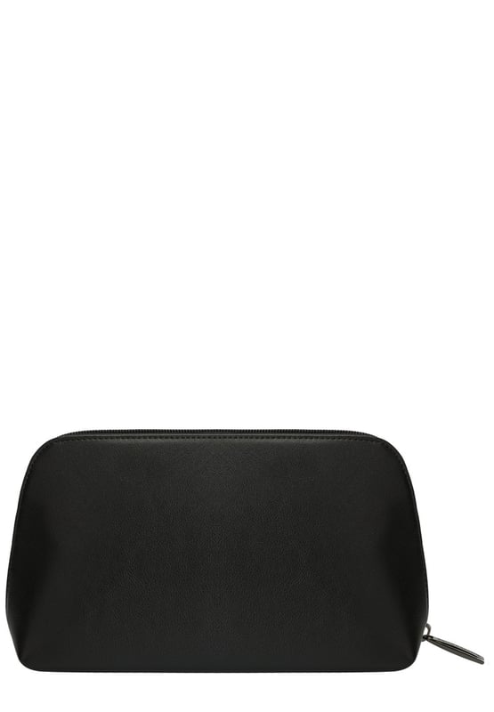 This staple zip around cosmetic bag in genuine leather, inside features a zip pocket, elasticated pocket and elasticated cosmetic holders. This minimal design includes a debossed logo and gunmetal zip pull. Features: , Zip around fastening, Smith & Canova debossed logo, Smith & Canova branded interior, Inner zip pocket, Elasticated pocket, Genuine Leather Style Ref: 26833 BLACK