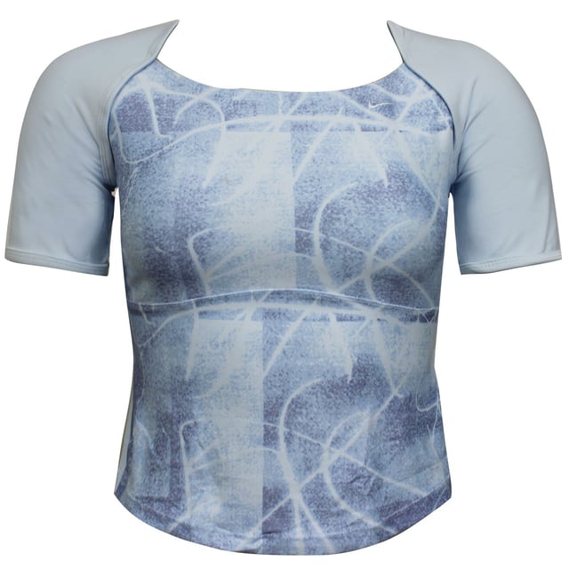 Nike Womens Gym Camiseta recortada Dri-Fit Compression Top Aqua 222818 590