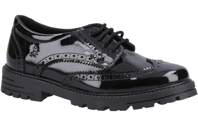 The Maxine Shoe blends style and durability with a real leather upper and a breathable textile lining for all-day comfort. Its padded collar ensures a secure fit, while the lace-up fastening keeps feet snug. The treaded outsole offers excellent grip with every step, and the Micro-Fresh lining helps keep feet fresh. With a hardwearing design and a 2.5cm heel, the Maxine Shoe is the perfect combination of fashion and functionality.- Patent leather upper
- Breathable textile Micro-fresh lining
- Lace-up closure
- Treaded outsole
- Hush Puppies branding