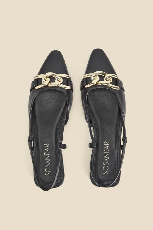 REASONS TO BUY:

Treat your feet
Softly pointed toes for a sleek silhouette
Elevated withe a luxe gold trim
Slingback style makes them perfect for summer
Style with tailoring for the 9-5
Wear with jeans and a blazer on weekends