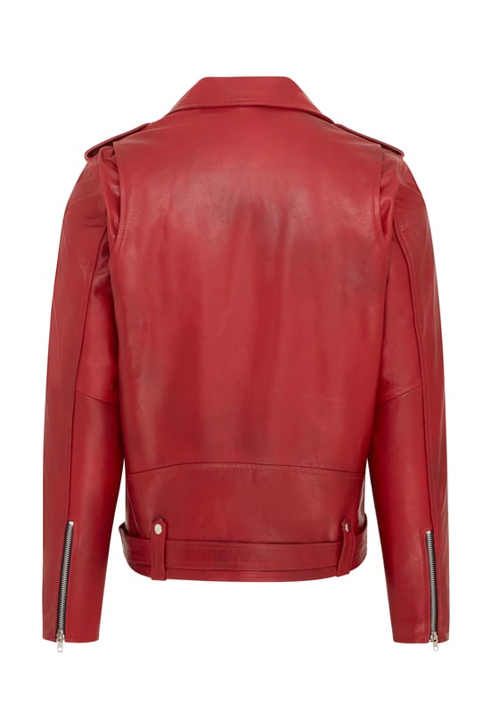 This iconic Brando-style leather jacket combines timeless design with modern functionality. Crafted from premium cowhide, it features an asymmetric YKK zip front and wide studded lapels for a classic biker look. Designed for both style and comfort, the jacket offers multiple adjustable features and practical storage options, making it a versatile addition to any wardrobe.

Premium cowhide leather in a classic Brando design
Asymmetric YKK zip closure for a stylish edge
Adjustable waist belt for a tailored fit
Zipped gauntlet cuffs for a customizable feel
Wide notch lapels with stud detailing
Multiple exterior zip and stud-fastened pockets
Integrated lining pockets for added convenience
Available in a variety of colors to suit all tastes