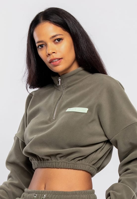 Tom Barron Dames Casual Cropped Fleece Stijlvol Oversized Trainingspak