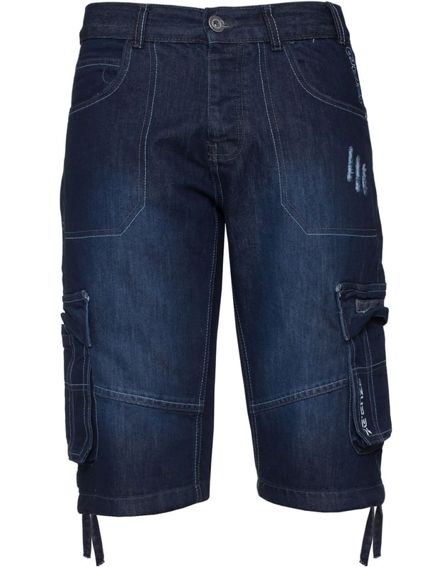 Enzo Mens Cargo Combat Denim Shorts