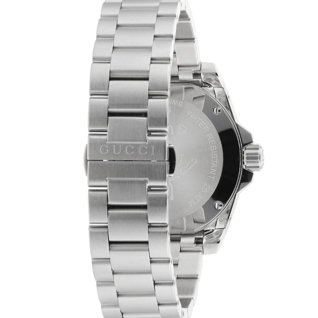 MANUFACTURER PRODUCT NUMBER YA136336CATEGORY WatchesBRAND GUCCIWATCH MARKERS DotsWATER RESISTANT 200 MetresMOVEMENT QuartzCASE MATERIAL Stainless SteelDIAL COLOUR GreySTRAP MATERIAL Stainless SteelDIAMETER 40mmBRAND COLLECTIONS Gucci Dive