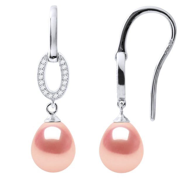 Earrings Hook Genuine Cultured Pearls Freshwater 8-9mm Pears - Quality AAAA + - COLORI NATURAL ROSE - Oxides and Zirconium -System Hooks-allergenic - Jewelry 925 Thousandth - 2-year warranty against any manufacturing defect - Supplied in their presentation case with a certificate of Authenticity and an International Warranty - All our jewels are made in France.