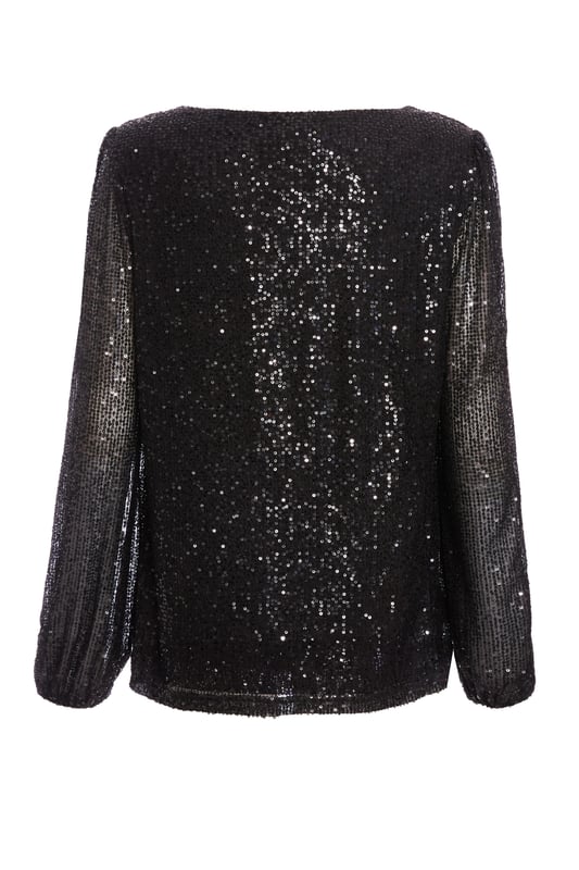 - Sequin design - Long sleeve - Drape neckline - Model height: 5' 9" - Model wears uk 8 / us 4 / eur 36 - Always check the care wash label - Cool hand wash with mild detergent
