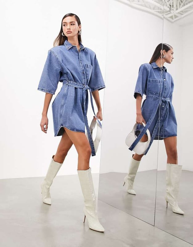 Dresses by ASOS EDITION Best dressed: secured Spread collar Padded shoulders Press-stud placket Chest pocket Tie waist Regular fitSold By: Asos