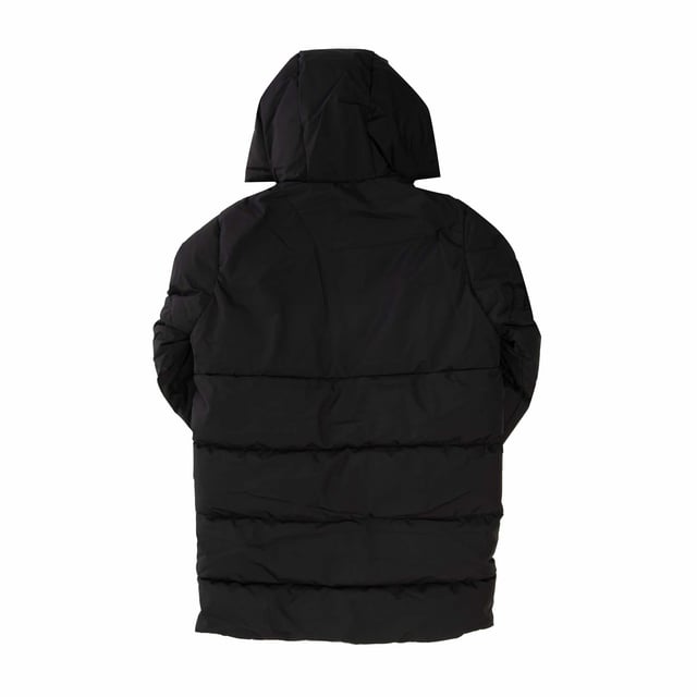 Boys Jack and Jones Otis Long Puffer Hooded Jacket in black.- Adjustable toggle hood.- Full zip fastening with Velcro storm flap.- Two front slip pockets.- Inner pocket.- Elasticated cuffs.- Straight hem.- 100% Polyester. - Ref: 12266742