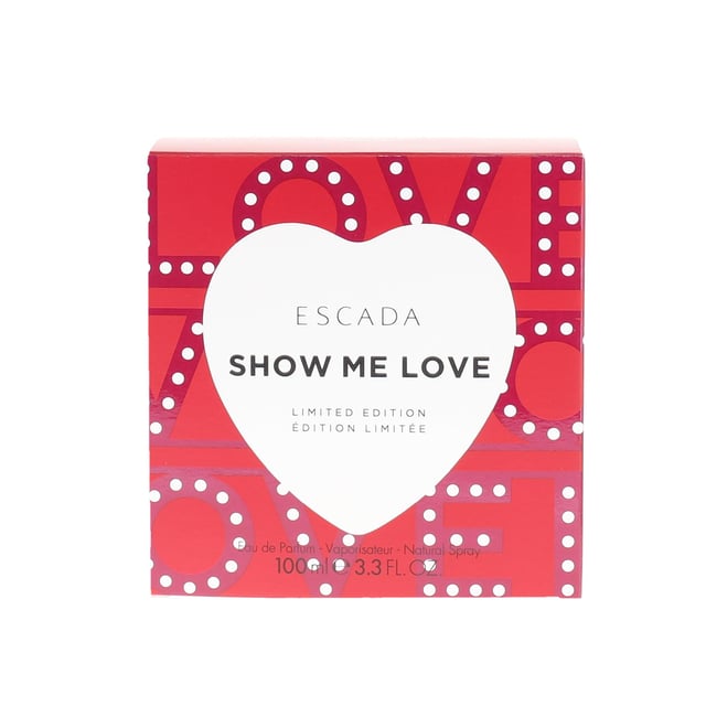 Escada launched Show Me Love by Escada in 2022 as a floral fruity gourmand fragrance for women. Escada introduces a new heart to the collection that invites girls to experience the life like a star. This captures your moment to draw back the curtains and step onto the stage and shine like a Broadway Star. Show Me Love by Escada opens up juicy blackberry that intertwines with sensual heart of Jasmine. It then finishes the ultimate sophisticated notes of delicious blueberry macarons that’s final ultimate sweetness. The notes behind the fragrance were created by Alexandra Carlin. 

It also vegan Escada floral perfume. 

Top notes: Blueberry.
Heart notes: Jasmine. 
Base notes: Macarons and blueberry.
