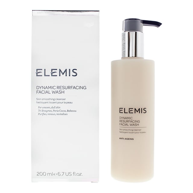 The Elemis Dynamic Resurfacing Facial Wash is a skin smoothing cleanser that purifies, renews and revitalises the skin. The wash is an enzyme gel cleanser that exfoliates and removes pollutants from the skin, leaving it with a brighter, smoother complexion. The gel contains a patented Tri-Enzyme Technology, antioxidant-rich Moringa and hydrating White Truffle formula, which works to resurfaces the skin and natural microflora.