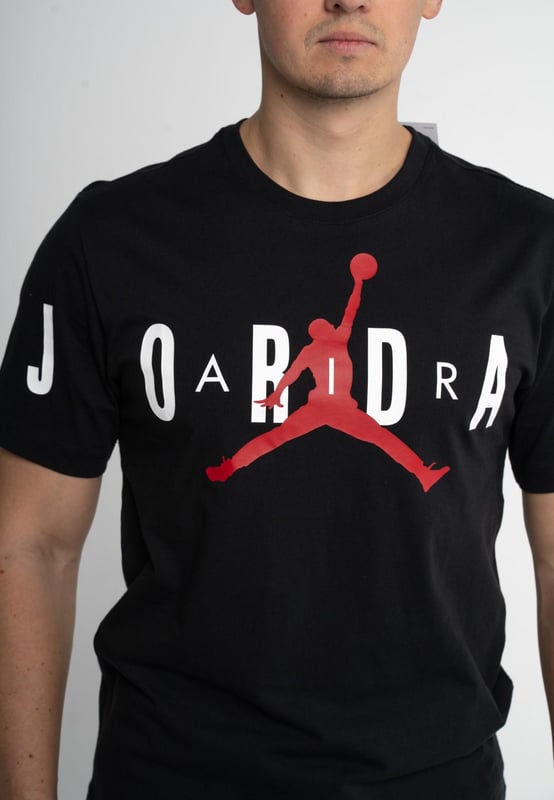 Elevate your wardrobe with this Jordan Men's Air Stretch T-Shirt mixing a bold statement of style and fashion-forward pick. - - . Rep your favorite brand to the fullest in the Jordan Air Stretch Tee. - -. This essential T-shirt is made from soft, breathable cotton and features the iconic Air Jordan logo across the front. - -.  Pair it with your favorite Jordan Retros for an easy everyday look.