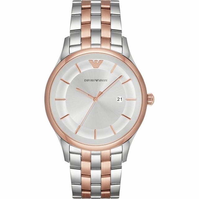 Emporio Armani AR11044 - Reloj para hombre cuarzo acero inoxidable• material: acero inoxidable• cristal: minèral• pulsera: acero inoxidable• correa: plata oro rosa• resistencia al agua: 50 m (5 ATM)• tamaño de la caja: 43 mm