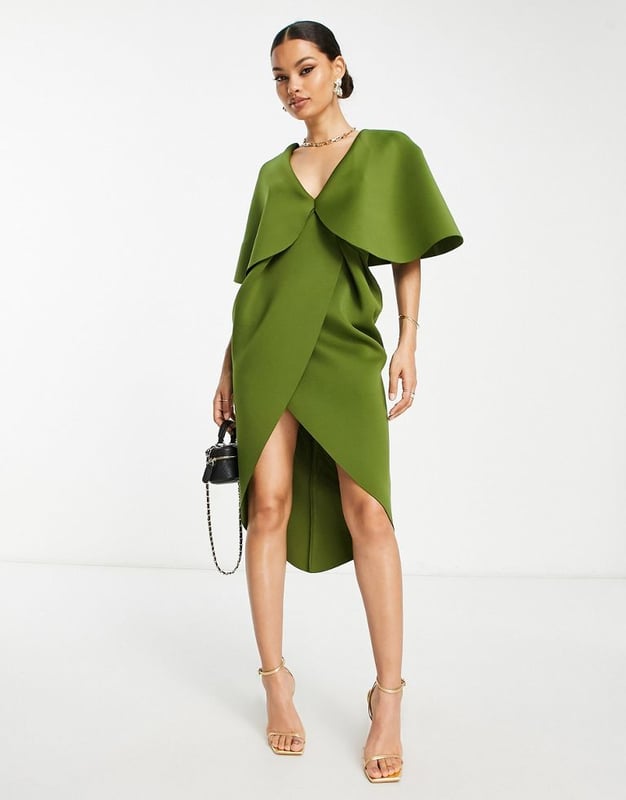 Cape detail midi dress shop