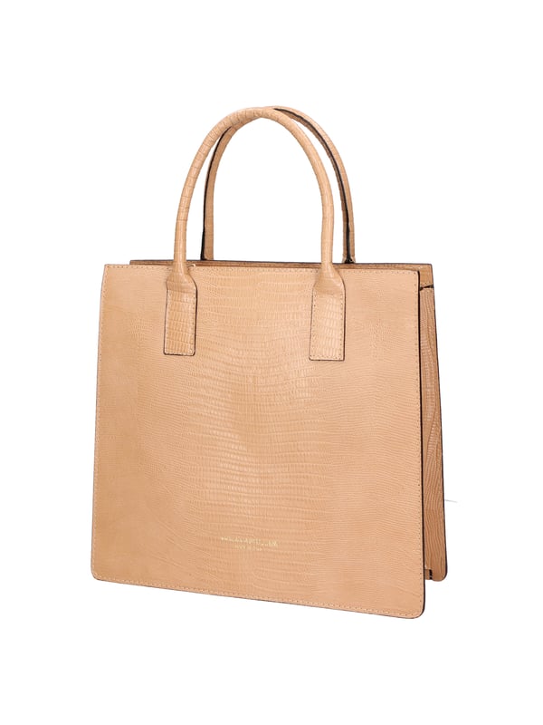 Bolso shopping rígido para mujer, en piel auténtica estampada con efecto lagarto. Equipado con bandolera ajustable y extraíble. Producto artesanal italiano. Hecho en Italia