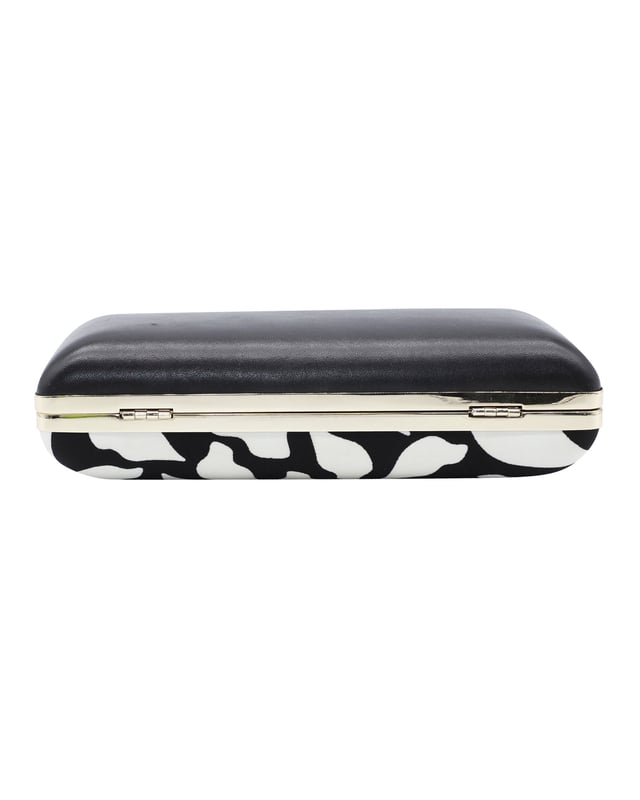 Diane Von Furstenberg Tonda Printed Clutch in Black and White Satin