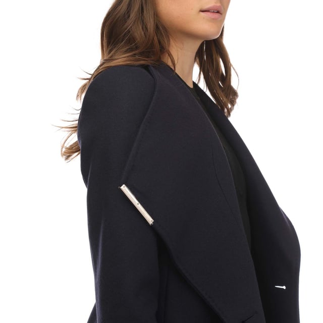 Womens Ted Baker Rose Wool Wrap Coat in Navy- In any weather  the ROSE coat will level up your wardrobe. Made from wool  it's cut in Ted Baker's signature wrap style  and completed with elevated details such as the high neck collar and metallic tipping on the belt.- Wool coat- Wrap front- Magnetic collar- Long sleeves- Midi length- Belted- Button fastening- Shell: 77% Wool  18% Polyamide  5% Cashmere.  Body Lining: 50% Viscose  50% Acetate.  Sleeve lining: 100% Polyester.  Do not wash; may be dry cleaned.- Ref: 249306NAVY
