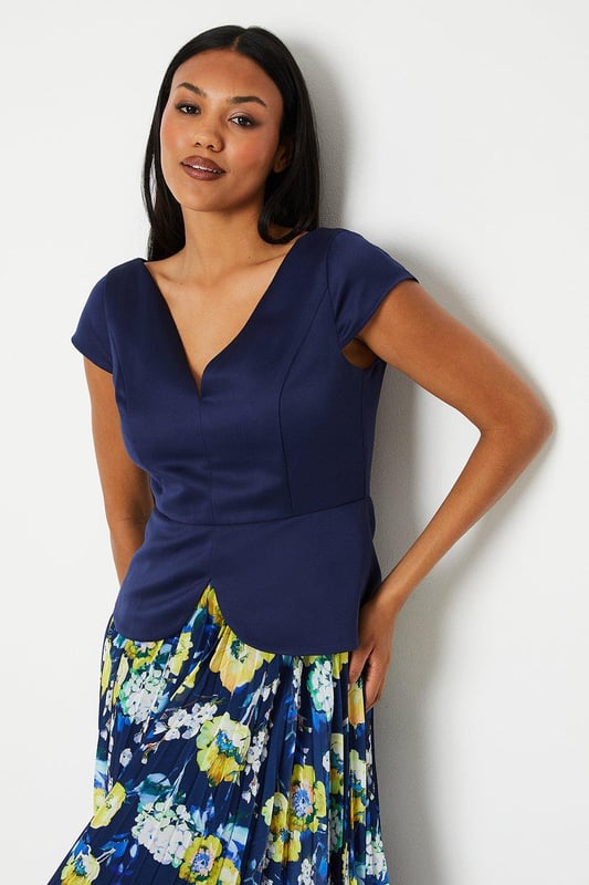 Printed Pleated Skirt Overlay Bodice Midi Dress
