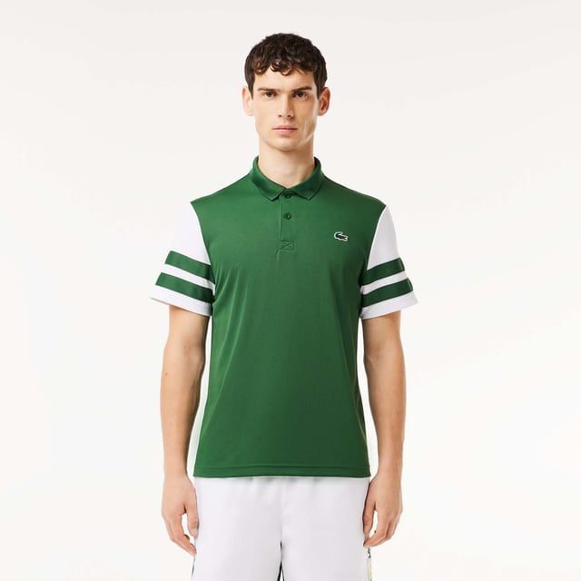Designed for Tennis  for a regular frequency of use This product is providing you Ultra Dry technology which guarantees you to keeps you dry even during pratice. This polo is made in 100% recycled polyester Regular fit: natural ease on body The technical capsule offers the complete seasonal wardrobe on and off court with a strong colorbloking. LACOSTE wording print at back neckline