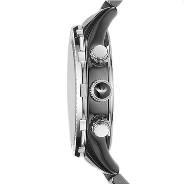 Japanese Made Quartz Chronograph Movement. 43mm x 11mm Black Polished Ceramic Case. Solid Stainless Steel Caseback and Crystal Set Bezel. Push-Pull Crown. Black Mother of Pearl Dial. Luminous Stainless Steel Hands and Arabic Numbered Indexes. Date At 4 O'Clock. 3 Sub-Dials. 21mm Width Black Ceramic Bracelet with Hidden Deployment Clasp. Water Resistant to 30 Meters 3ATM. This watch is , comes with the correct Box and Paperwork and 2 Years International Warranty.