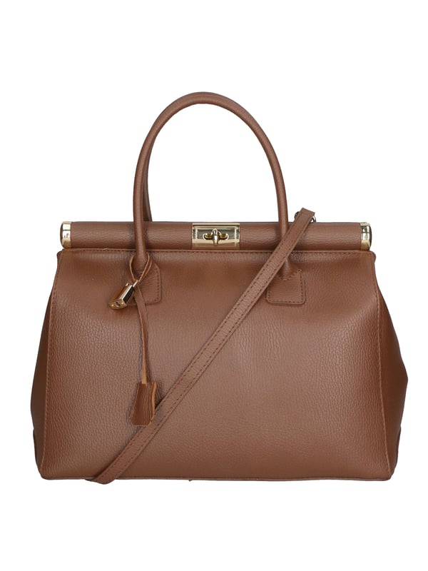 Damenhandtasche mit zwei Fächern und abnehmbarem Schultergurt. Italienisches handgefertigtes Produkt aus echtem Dollarleder. Hergestellt in Italien