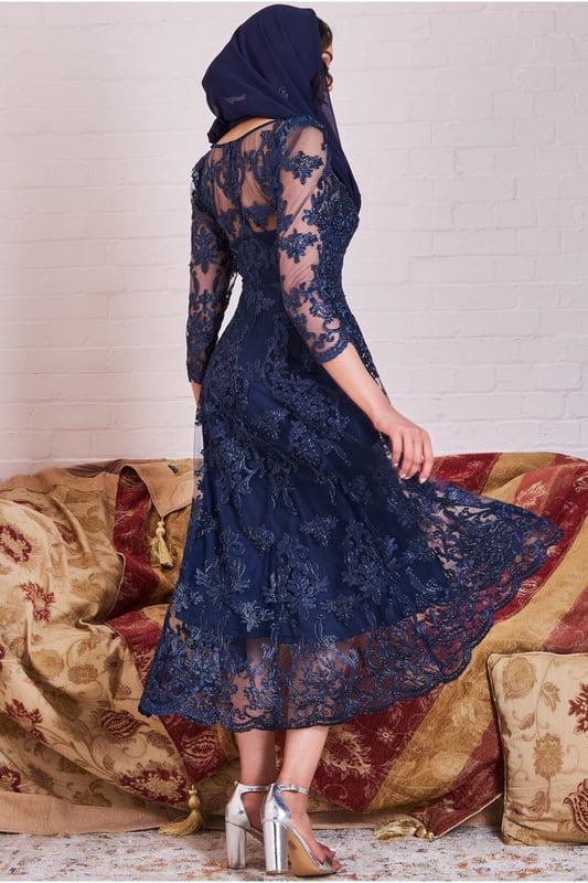 Dip hem dress for wedding guest sales