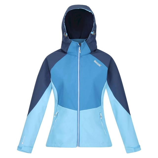 Fabric: Softshell, Stretch, Woven. Design: Contrast, Logo. Fabric Technology: Breathable, DWR Finish, Lightweight, Waterproof, Windproof, XPT. High Warmth, Inner Zip Guard, Reflective Detail, Underarm Vents. Cuff: Adjustable. Neckline: Hooded, Standing Collar. Sleeve-Type: Long-Sleeved. Hood Features: Detachable Hood, Toggle Adjuster. Pockets: 2 Lower Pockets, Zip. Fastening: Full Zip. 10000g/m²/24hrs. Material 90% Polyester/10% Elastane