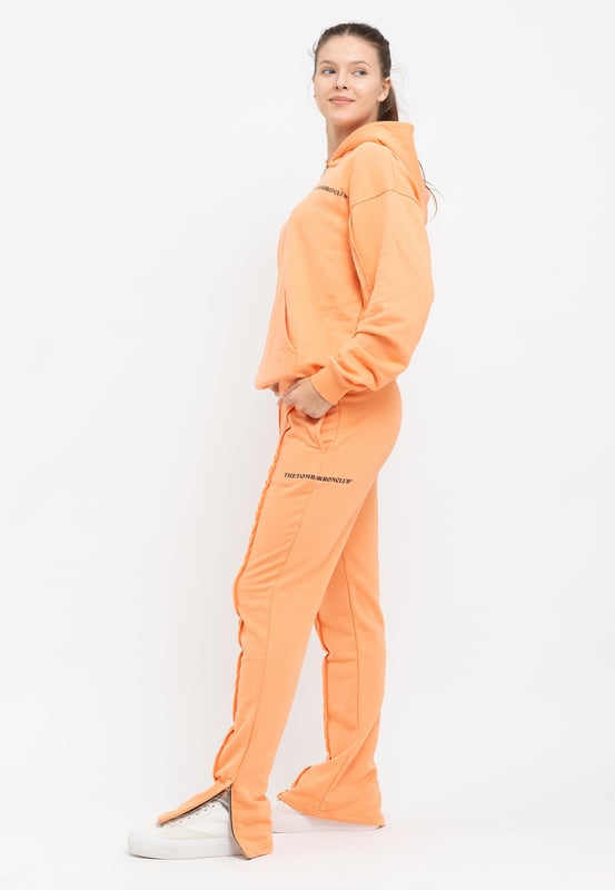 Tom Barron Damen-Trainingsanzug-Set mit Viertelreißverschluss und Logo in Oversize