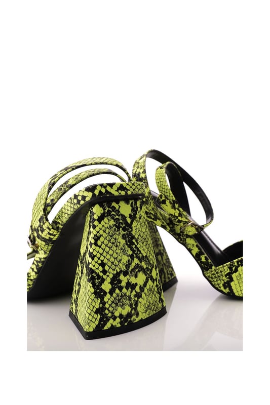 Yellow snake print heels top