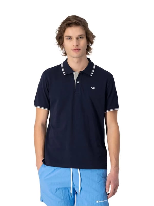 Poloshirt met korte mouwen, platte gebreide kraag, knoopsluiting en logoprint van zacht katoen.