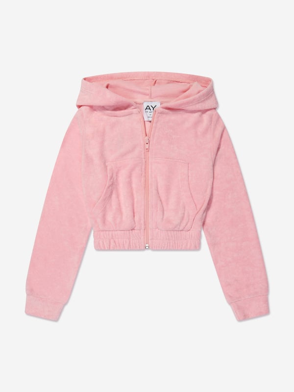 Comfort and style converge for this girls pink zip-up hoodie from AY by Ayla. Designed for young influencers, this cosy fleece piece is made for dreaming big and feeling good, all with a fashionable twist. Pair with the matching trousers or skirt for a cool coordinated look. Front Zip Fastening Split Kangaroo Pocket Ribbed Cuffs Elasticated Hem