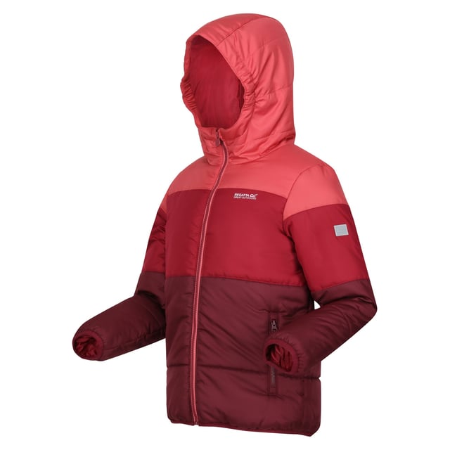 Material: 100% Polyester. Filling: Heavyweight. Design: Contrast, Logo. Fabric Technology: DWR Finish, Heavyweight, Insulating, Thermo-Guard, Weather Resistant. Neckline: Hooded. Inner Zip Guard, Padded. Sleeve-Type: Long-Sleeved. Cuff: Stretch Binding. Hood Features: Elasticated, Grown On Hood. Pockets: 2 Side Pockets, Zip. Fastening: Full Zip. Hem: Stretch Binding. Please Note: Printed Name Label up to Age 8.