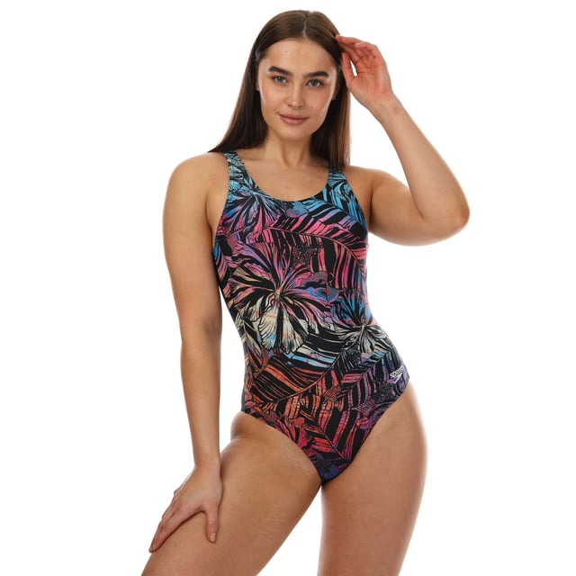 Women s Speedo Placement U Back Swimsuit in Black Red