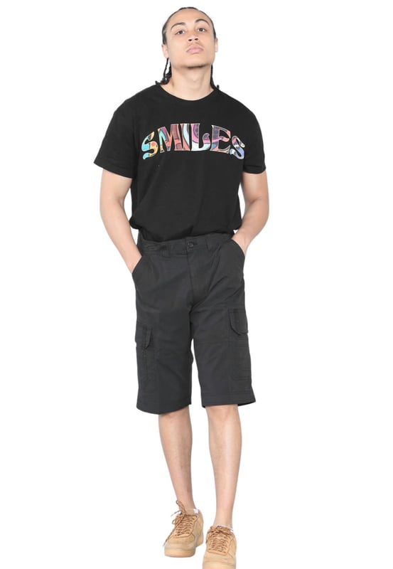 Mens Cargo Multi Pocket Quick Dry Shorts in Black