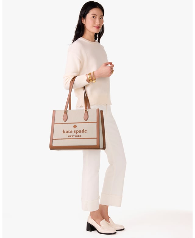 You Know This Tote Holds Your Everyday Stuff Like A Wallet, Keys, Phone, Sunglasses. It Also Holds: Two Red Lipsticks, $6 In Change, 11 Crumpled Receipts, An Avocado…, Ellie Canvas Large Tote, Embroidered With Spade, Fits 13" Laptop,  Length: 16.90 Cm,  Width: 38.30 Cm,  Height: 29.70 Cm