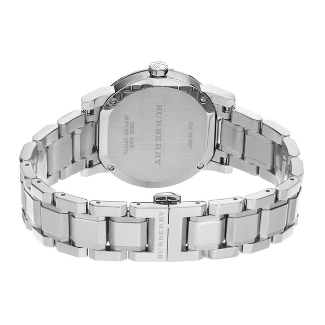 Specification Details Brand Burberry Model BU9100 Barcode Number 822138004695 Gender Women's Case Diameter 34 mm Case Material Stainless Steel Case Colour Not specified Dial Colour Not specified Band Material Stainless Steel Band Colour Not specified Movement Quartz Chronograph No Water Resistance 5 ATM