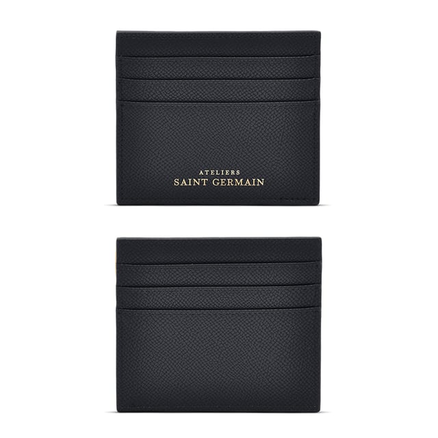 Card Holder simple - 3 Card Storage - Interior fabric lining - Logoed ATELIERS SAINT GERMAIN - Grained Leather Finishing