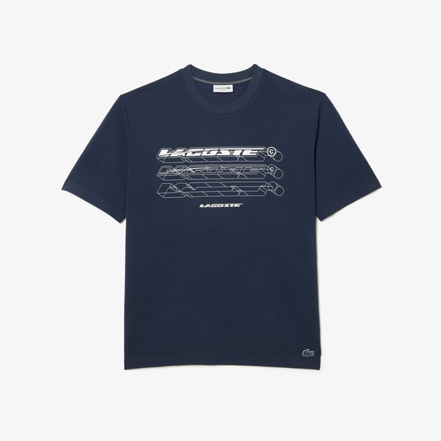 Men s Lacoste Loose Fit Organic Cotton Pique T Shirt in blue navy