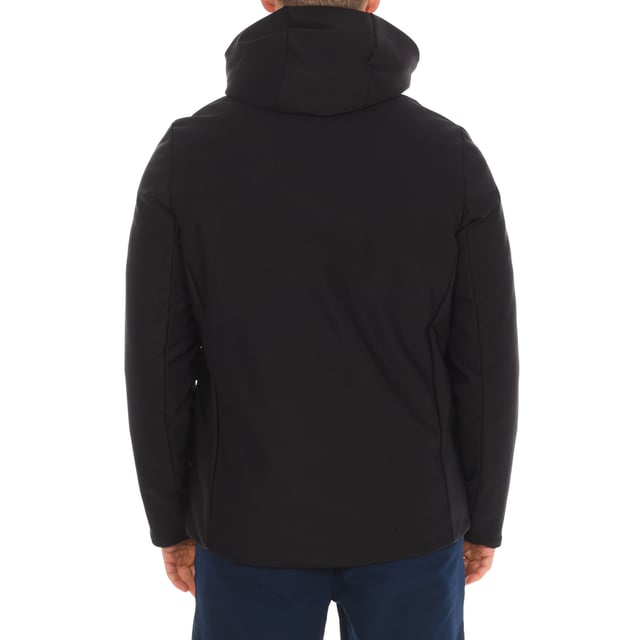 Waterproof jacket Vuarnet.
 High collar with hood.
 Two-way zipper closure.
 Two zippered hand pockets
 One internal zipper pocket.
 Brand logo on one sleeve.
 Composition: 74% Polyamide, 26% Elastane
 Care:
Wash at maximum temperature 30º.
 Do not iron.
 Do not use dryer.
 Do not use bleach.
 Do not dry clean.