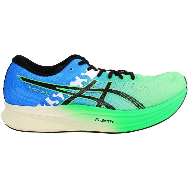 Zapatillas de running ASICS Magic Speed 2 Ekiden para hombres en verde, meticulosamente diseñadas para encarnar el espíritu de velocidad y rendimiento para carreras Ekiden y más allá. A continuación, un vistazo más detallado a sus características clave:

Inspiradas en las carreras Ekiden: Estas zapatillas están específicamente creadas con la tradición de las carreras Ekiden en mente, ofreciendo una combinación de construcción ligera, amortiguación receptiva y tracción superior para ayudarte a sobresalir en eventos de relevos y carreras rápidas.

Entresuela FlyteFoam: Diseñadas con la innovadora tecnología de entresuela FlyteFoam de ASICS, estas zapatillas proporcionan una amortiguación ligera y un excepcional retorno de energía, asegurando un paseo receptivo y propulsor que te impulsa hacia adelante con cada zancada.

Placa de propulsión: La incorporación de una placa de propulsión mejora el impulso hacia adelante, maximizando la transferencia de energía desde el impacto del talón hasta el despegue de los dedos, promoviendo una zancada de carrera más eficiente y poderosa, ideal para competiciones y sesiones de entrenamiento centradas en la velocidad.

Diseño inspirado en Ekiden: Con su vibrante color verde y líneas de diseño elegantes, estas zapatillas rinden homenaje a la tradición de las carreras Ekiden mientras exudan un sentido de estilo y velocidad que te distingue en la pista o en las calles.
