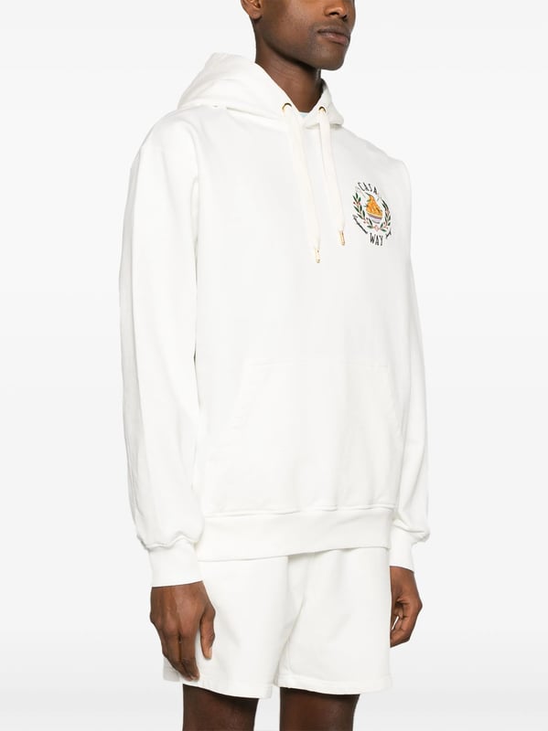 A crest motif is embroidered at the chest of this Casa Way hoodie from Casablanca, referencing the brand's country club-inspired aesthetic.