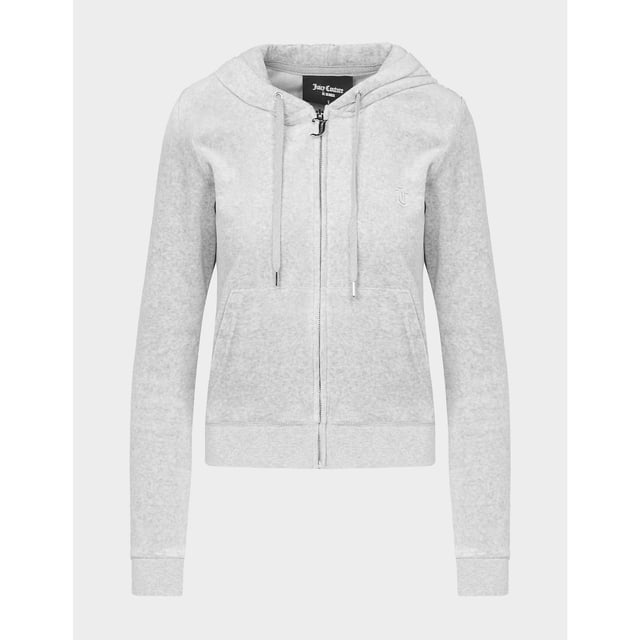 Founded in 1997  Juicy Couture are best known for their iconic track suits that were popularised in the early 2000's worn many celebrities such as Paris Hilton. The brand has made a comeback and is better than ever with more iconic styles to add to their ever growing loungewear collections. The brand presents to you this Robertson Hoodie which arrives in a grey colourway  the perfect addition to add to your luxury loungewear collection. Details: grey colourway  draw tie hood  fleece construction  ribbed cuffs and waistband  full zip fastening  split kangaroo pocket  tonal stitching  regular fit and branding to the chest to complete. For matching pants  search 504948
