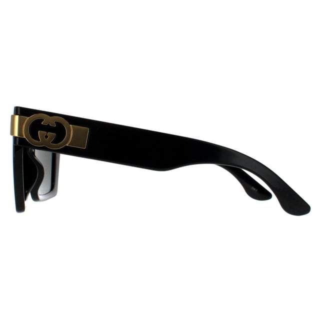 Gucci Square Womens Black with Gold Grey GG1689S  Sunglasses embody the brandâ€™s flair for blending bold, contemporary style with classic luxury. Featuring a modern, square frame, these sunglasses exude confidence and sophistication, making them a standout accessory for any fashion-conscious individual. The GG1689S showcases the signature interlocking double-G logo on the temples, a symbol of Gucciâ€™s legacy and meticulous craftsmanship. Designed with high-quality lenses that provide superior UV protection, these sunglasses offer not just style but practicality.