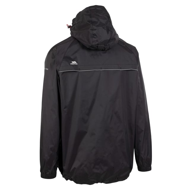 Unisex-Shell-Jacke. Verstellbare Kapuze lässt sich im Kragen verstauen. 2 Reißverschlusstaschen. Komplett elastische Bündchen. Durchgehender Reißverschluss mit Sturm-Blende. Hinten belüftet. Reflektierende Paspeldetails an der Rückseite. Kontrastreiche Reißverschlüsse mit Streifendetail. Jacke lässt sich in mitgeliefertem Beutel verstauen. Wasserfest 5000mm, atmungsaktiv 5000mvp, versiegelte Nähte. Außenmaterial: 100% Polyester mit PU-Schicht, Netzmaterial: 100% Polyester.