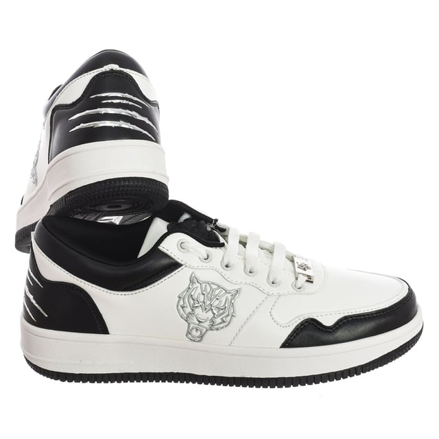 Plein Sport sports shoes.
 Mid-height sports shoes, ideal for everyday wear.
 Comfortable and breathable fabric.
 Claw print on the back.
 Badge on the tongue.
 Brand logo on one side.
 Adjustable with laces.
 Seams seen in tone.
 Composition: Exterior: Synthetic; Interior: Textile+leather; Sole: Synthetic
 Care:
Clean with a damp cloth.