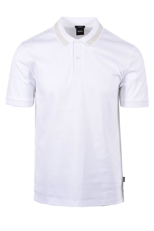 Boss H-Phillipson 199 Polo Shirt in White
Elevate your casual wardrobe with the timeless elegance of the Boss H-Phillipson 199 Polo Shirt. Crafted from premium mercerized cotton for exceptional softness and a luxurious feel, this polo shirt exudes understated sophistication.
 
Features

Slim Fit: Tailored for a contemporary and flattering silhouette.
Mercerised Cotton: Offers superior softness, lustre, and durability.
Two-Button Placket: Features elegant pearlescent buttons for a refined touch.
Ribbed Polo Collar: With single-bed detail in grey for a touch of contrast.
Ribbed Cuffs: Ensure a comfortable and secure fit.
Signature BOSS Logo: Woven pinch tag on the lower left side seam.
Side Vents: Allow for ease of movement and a comfortable fit.
Woven Reinforcement Tabs: On the interior side vents in signature BOSS colours.
100% Cotton: Guarantees breathability and comfort.