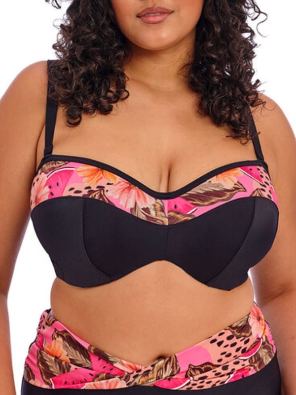 Elomi Cabana Nights Underwired Bandeau Bikini Top. With firm support fabric, lightly padded cups and an internal side sling. Product is recommended as hand wash only.