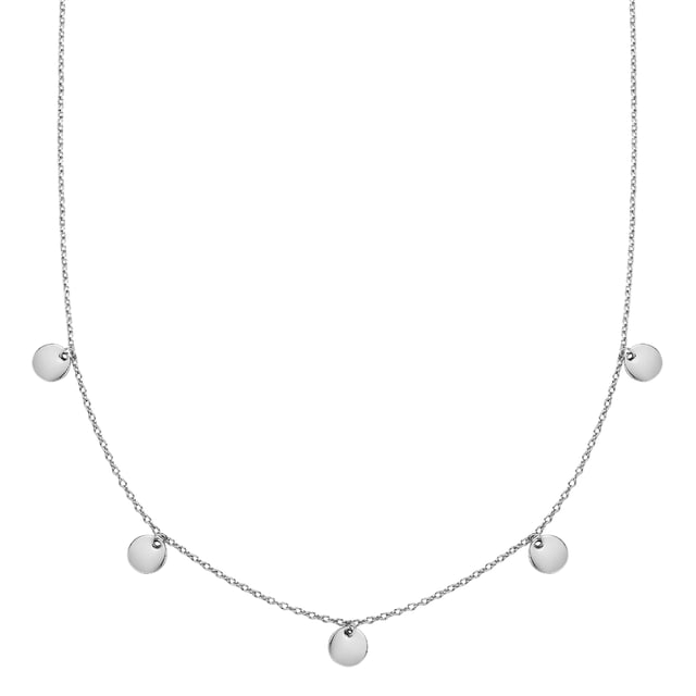 Boho-chic accessories like this necklace from the young label EASTSIDE belong in every jewelry box. The circular mini pendants are an eye-catcher and conjure up playful vibes in the décolleté. Anchor chain and pendant plates are made of stainless steel - the ideal jewelry metal for active women who are looking for a scratch- and waterproof fashion jewelry alternative. Thanks to an extension piece with a lobster clasp, the length of the delicate chain can be easily adjusted. An everyday piece that doesn't just go with festival outfits - and maybe your new favorite piece?
